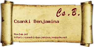 Csanki Benjamina névjegykártya